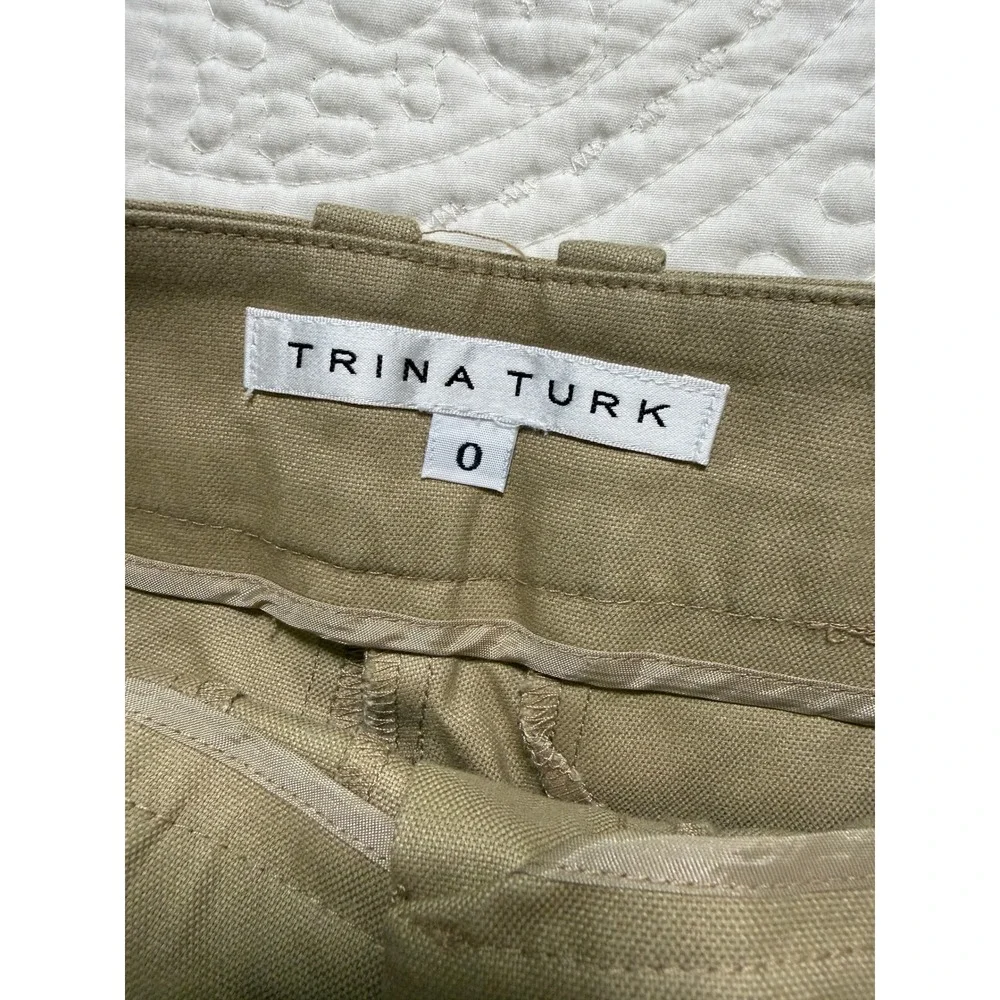 Trina Turk Walking Shorts‎ Women Size 0 Khaki Tan Cotton Blend Tailored Preppy